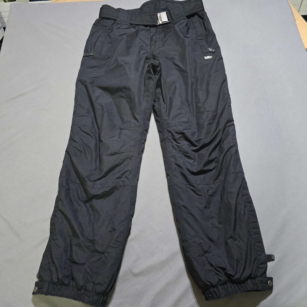 Killy Ski Pants Mens 38 Black Insulated Snowboard Trousers Belted Snow Gaiters
